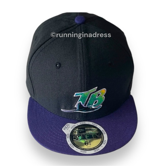 New Era Two tone Black Purple Tampa Bay Rays Cooperstown Collection Wool Fitted - Picture 10 of 16